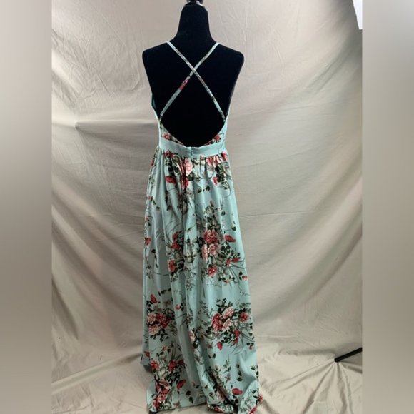Boho Criss Cross Backless Floral Maxi Dress - Picture 9 of 9